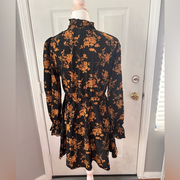 SHEIN clasi | shirred high neck flounce sleeve floral minidress | sz 6 nwot. - Picture 11 of 11